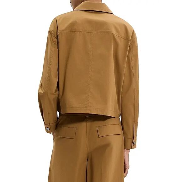 New THEORY Feather Chino Cropped Work Jacket Medium - Picture 4 of 14